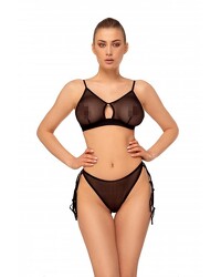 schwarze Dessous-Set aus Netzstoff mit Strapsenhalter - vergleichen und günstig kaufen
